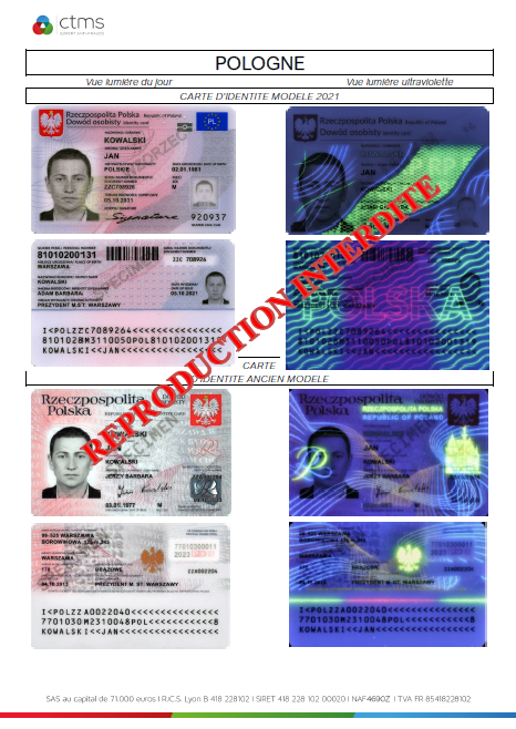 Page du livret de contrôle des documents d’identité présentant les éléments de sécurité d’un document