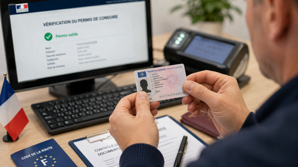 Vérification d’un permis de conduire français par un professionnel